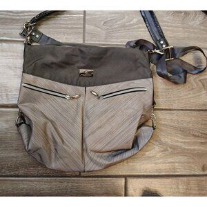 Eagle Creek Gray Stripe Crossbody Shoulder Travel Purse Bag Zip Adjustable Strap